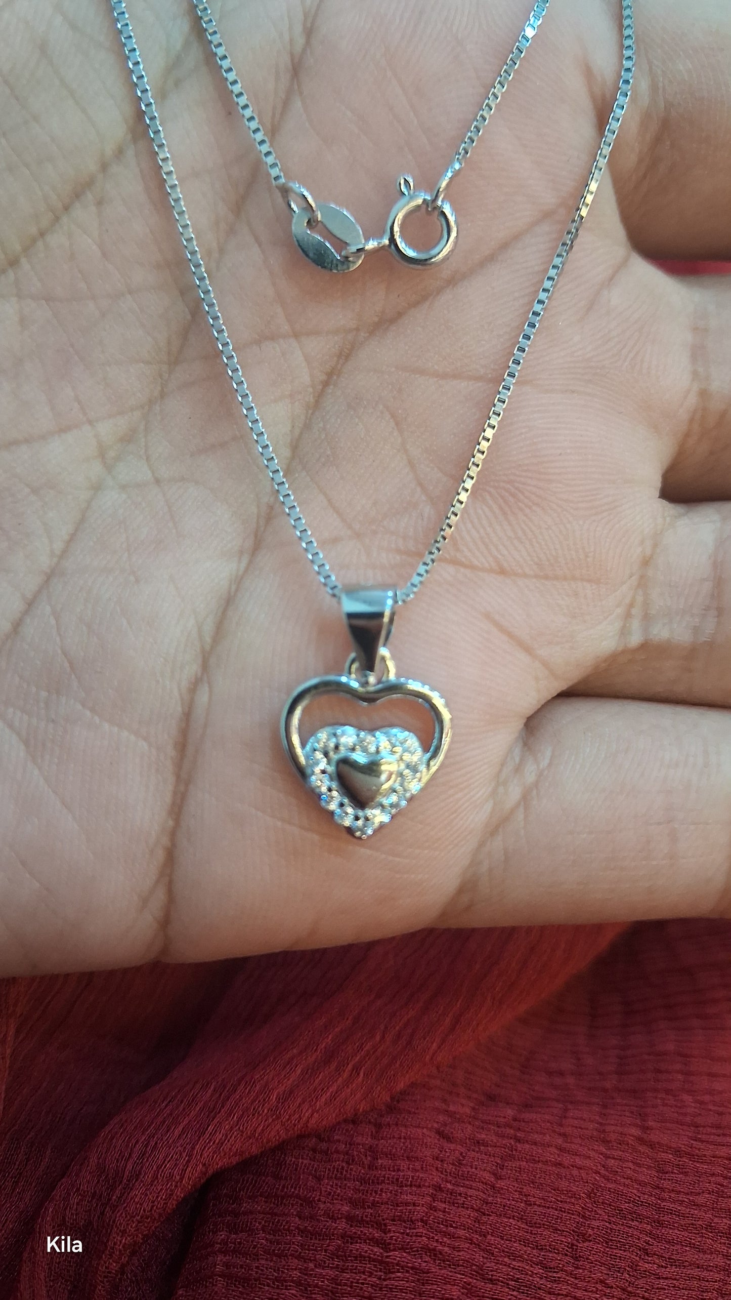 925 Silver Premium Heart Shape Chain 18 Inches | Stylish Polished Design | Elegant Jewellery