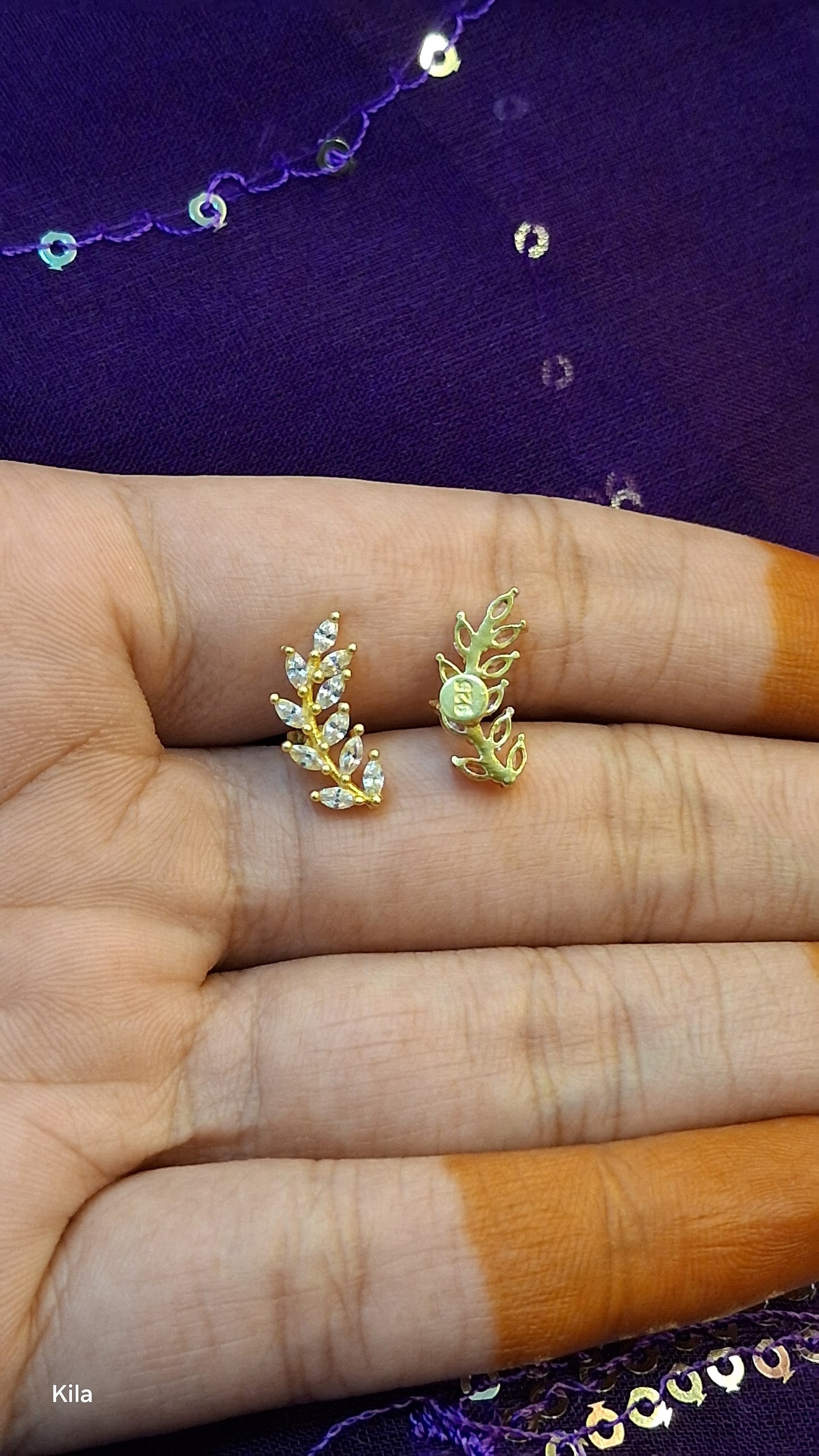 92.5 Silver Gold Plated Second Studs | Stylish Elegant Design | Jewellery