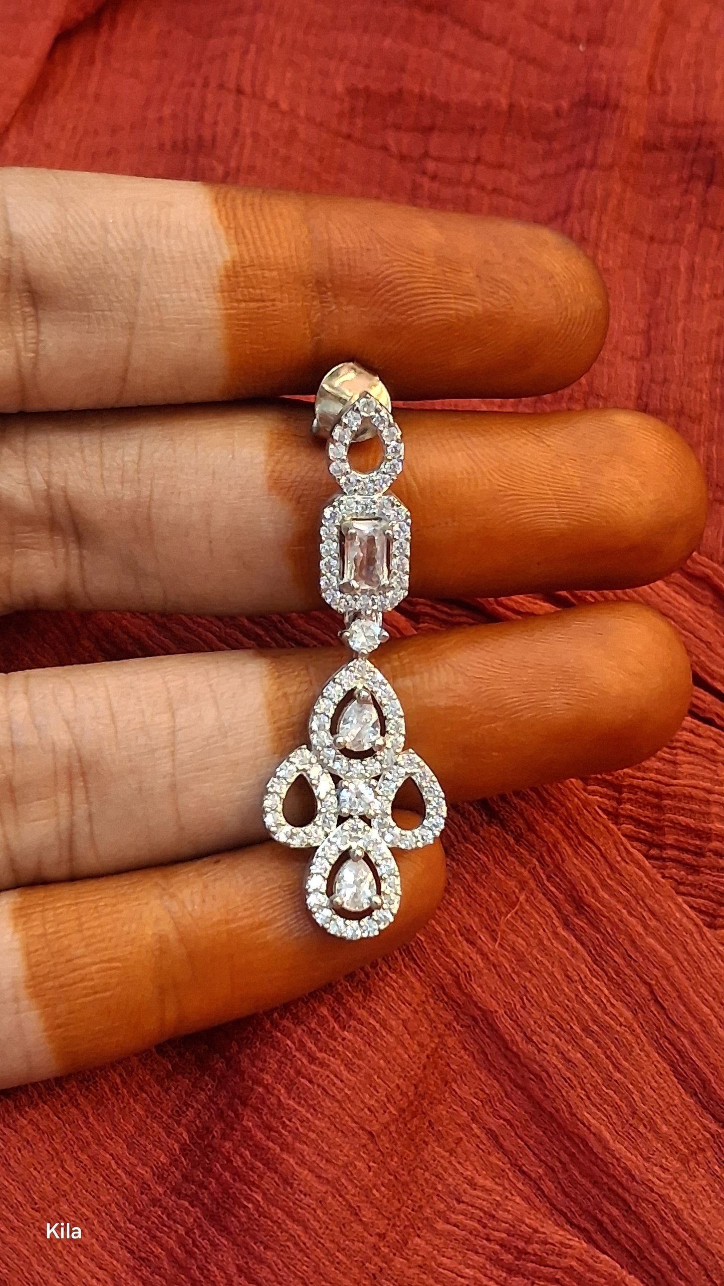 92.5 Silver White Stone Earrings | Stylish Elegant Design | Sparkling Jewellery
