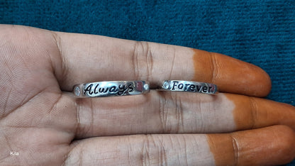 92.5 Silver Couple Rings (Men Size 24 | Women Size 14) | Stylish Premium Matching Design | Jewellery