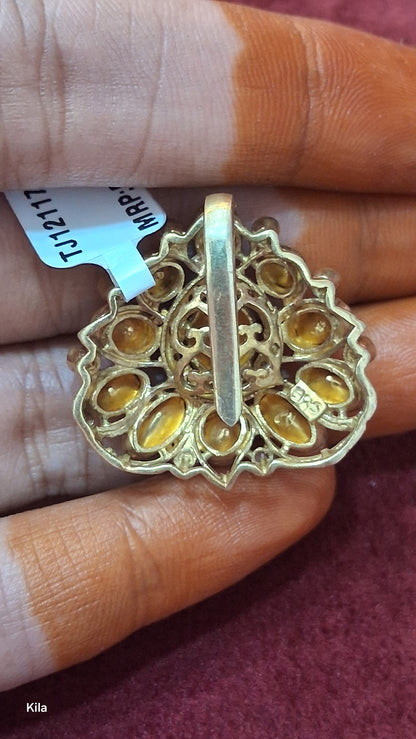 92.5 Silver Gold Plated Mozo Pendant | Stylish Modern Design | Elegant Jewellery