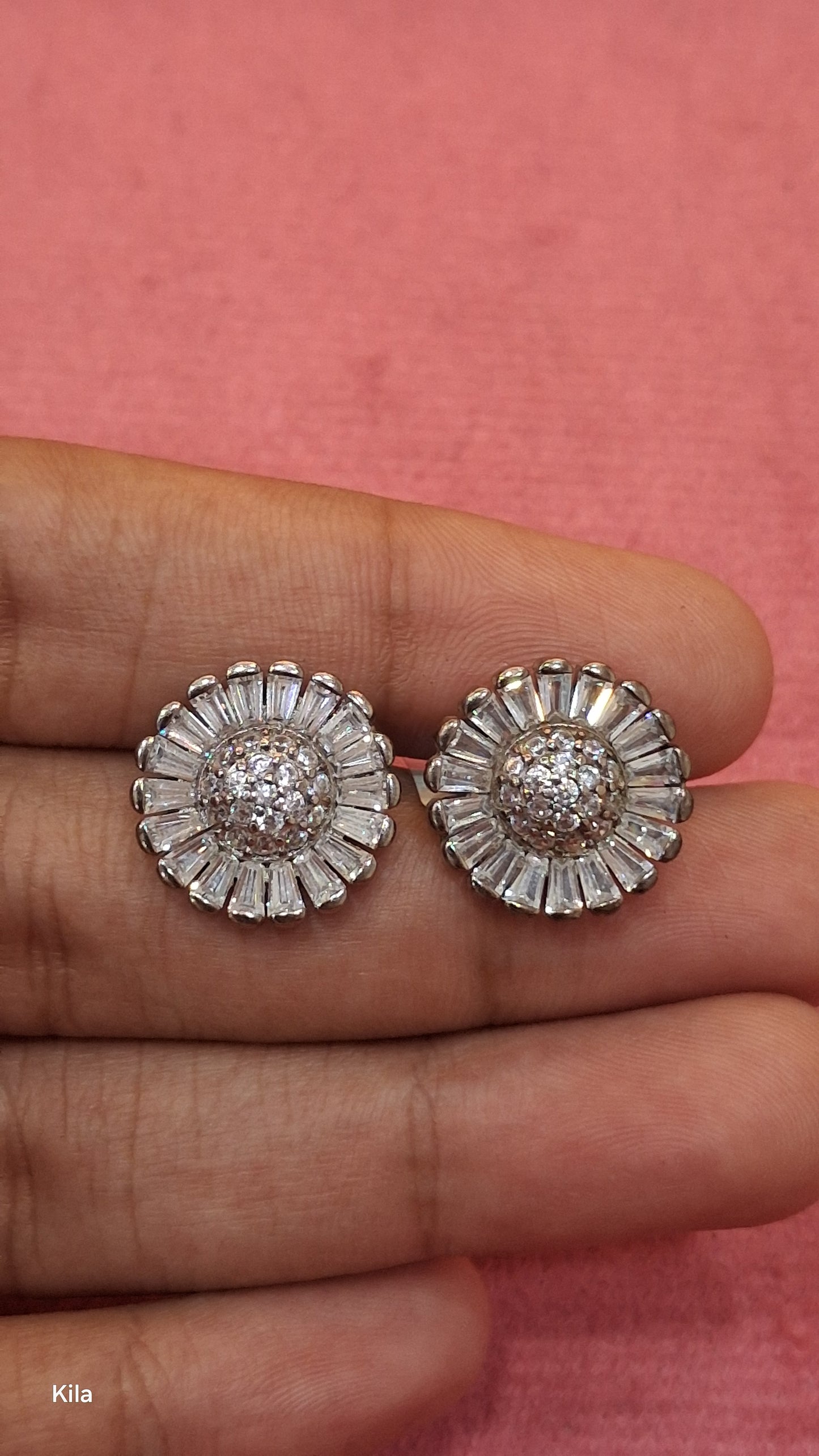 92.5 Silver White Stone Earrings | Elegant Minimal Sparkle Design | Jewellery
