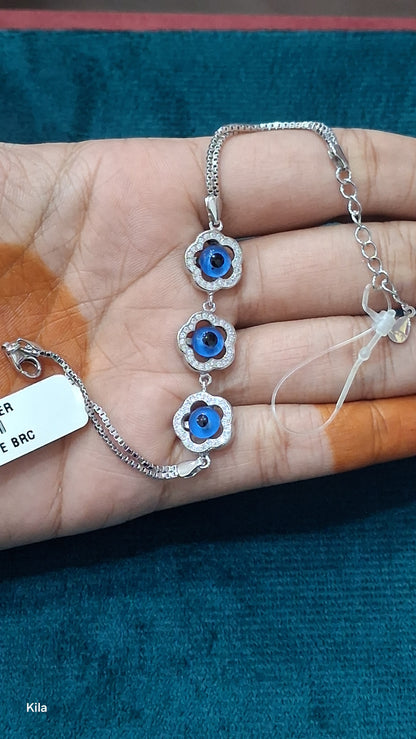 92.5 Silver Evil Eye Bracelet | Stylish Protective Design | Elegant Jewellery