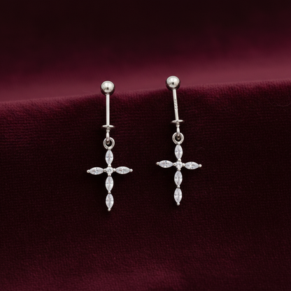 92.5 Silver Cross Design Bugadi – Elegant Minimal Style Jewellery pair