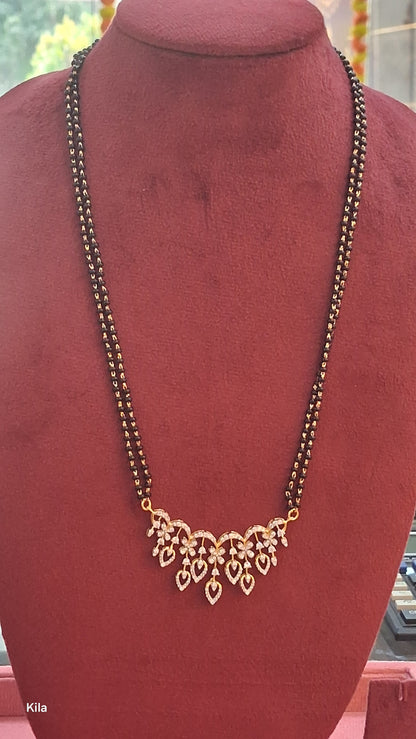 92.5 Silver Gold Plated Black Beads Chain 21 Inches | Premium Refined Design | Jewellery