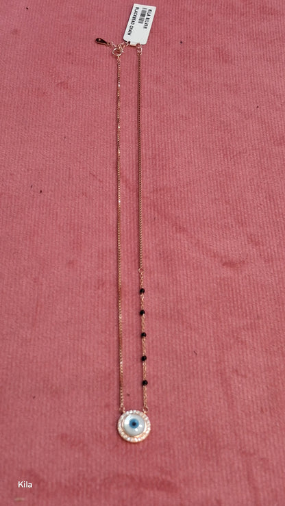 92.5 Silver Rose Gold Black Beads Chain 18 Inches | Premium Smooth Finish | Jewellery