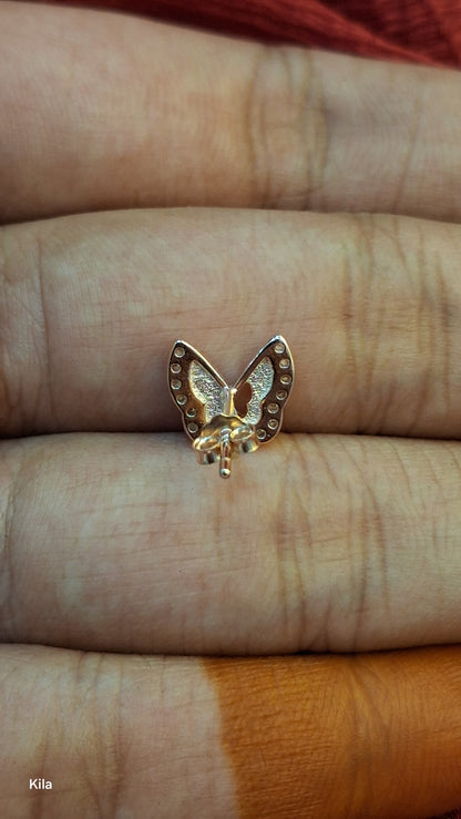 92.5 Silver Butterfly Rose Gold Plated Studs | Stylish Cute Design | Elegant Jewellery