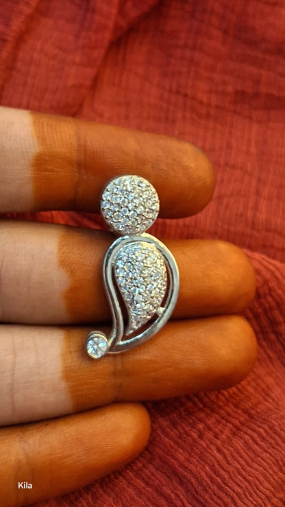 92.5 Silver White Stone Earrings | Stylish Elegant Design