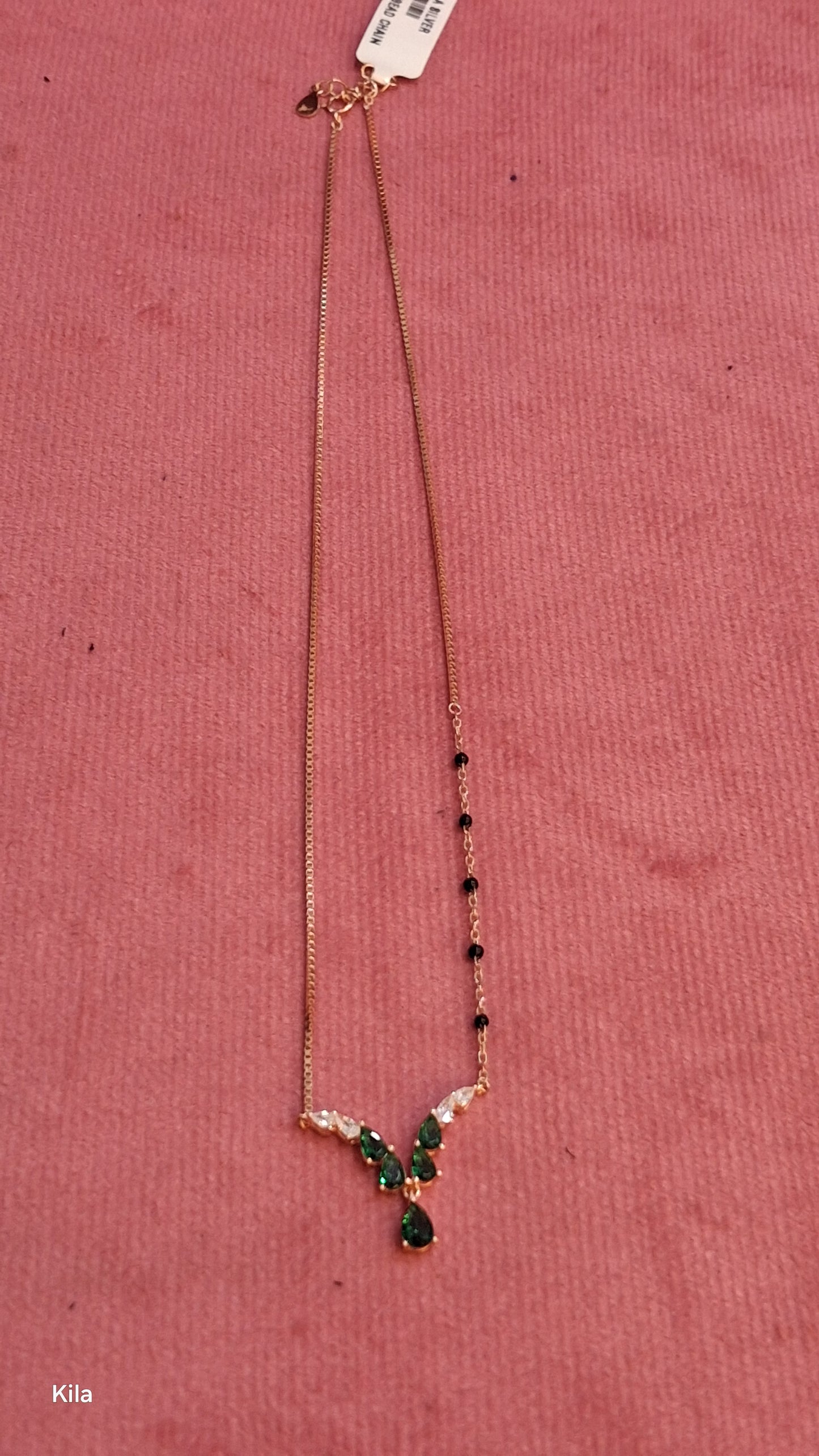 92.5 Silver Rose Gold Black Beads Chain 18 Inches | Stylish Elegant Design | Jewellery