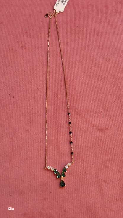 92.5 Silver Rose Gold Black Beads Chain 18 Inches | Stylish Elegant Design | Jewellery