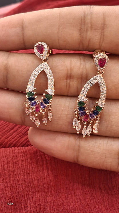 92.5 Silver Rose Gold Plated Pendant Set | Stylish Premium Design | Elegant Jewellery