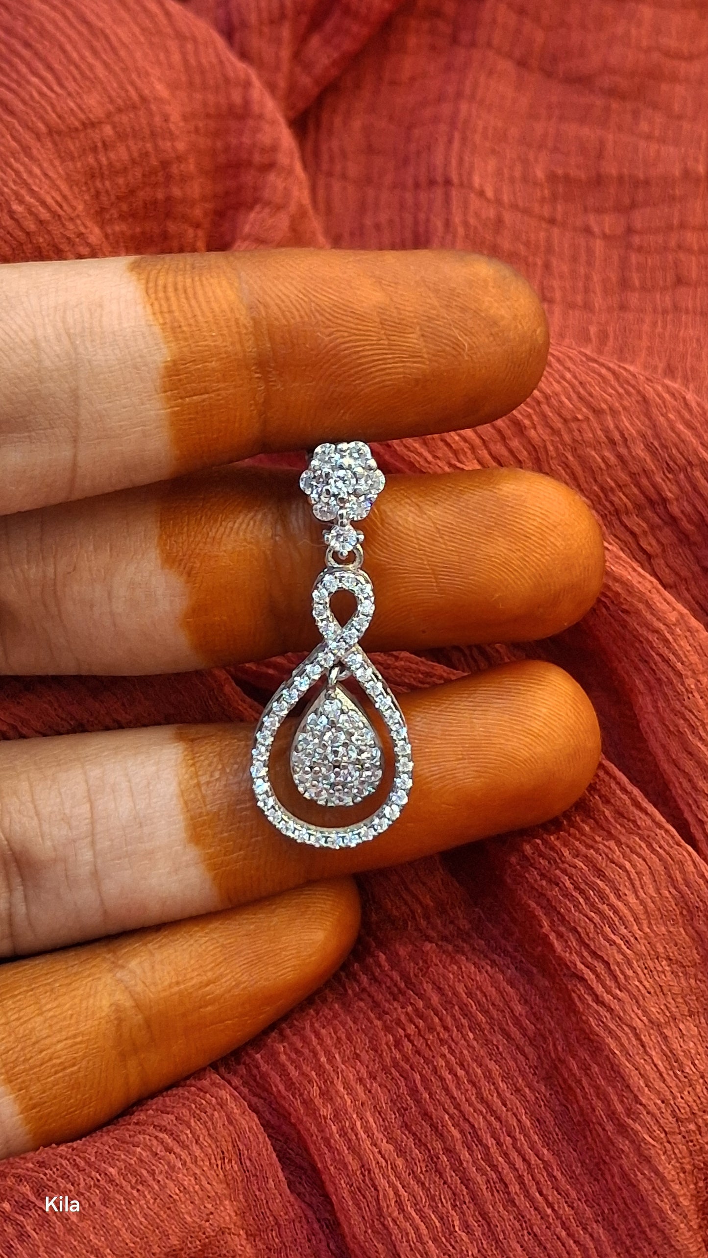 92.5 Silver White Stone Earrings | Stylish Elegant Design | Jewellery