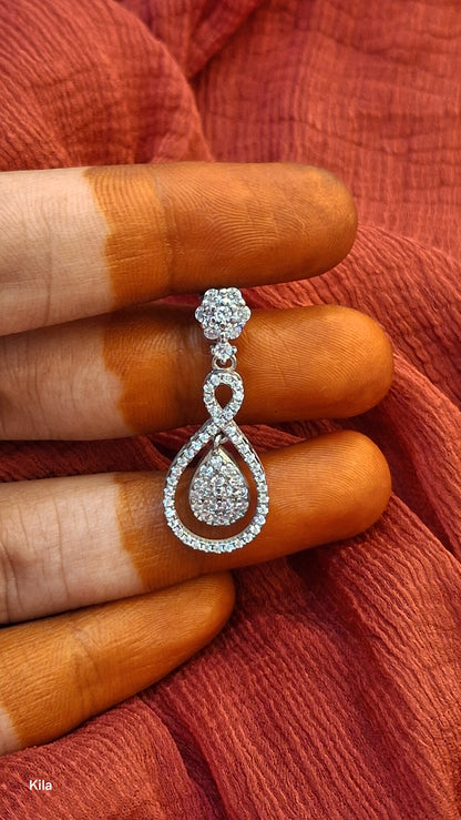 92.5 Silver White Stone Earrings | Stylish Elegant Design | Jewellery
