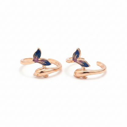 92.5 Silver Rose Gold Dolphin Toe Rings | Premium Elegant Ocean Design | Jewellery
