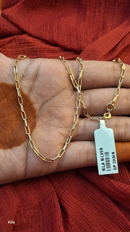 925 Silver Premium Gold Plated Chain 18 Inches | Stylish Premium Finish | Elegant Jewellery