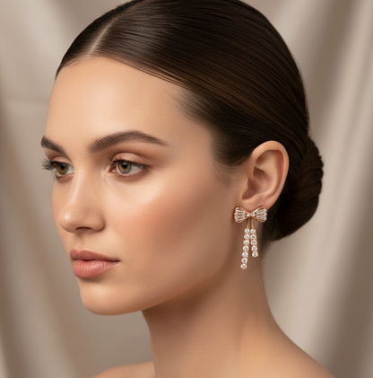 92.5 Silver Rose Gold Chain Earrings | Stylish Trendy Design | Modern Jewellery