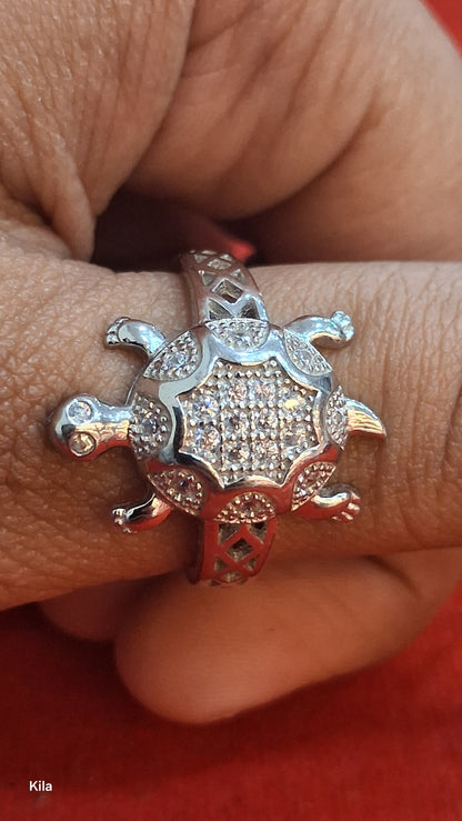 92.5 Silver Traditional Tortoise Ring | Classic Good Luck Design | Jewellery