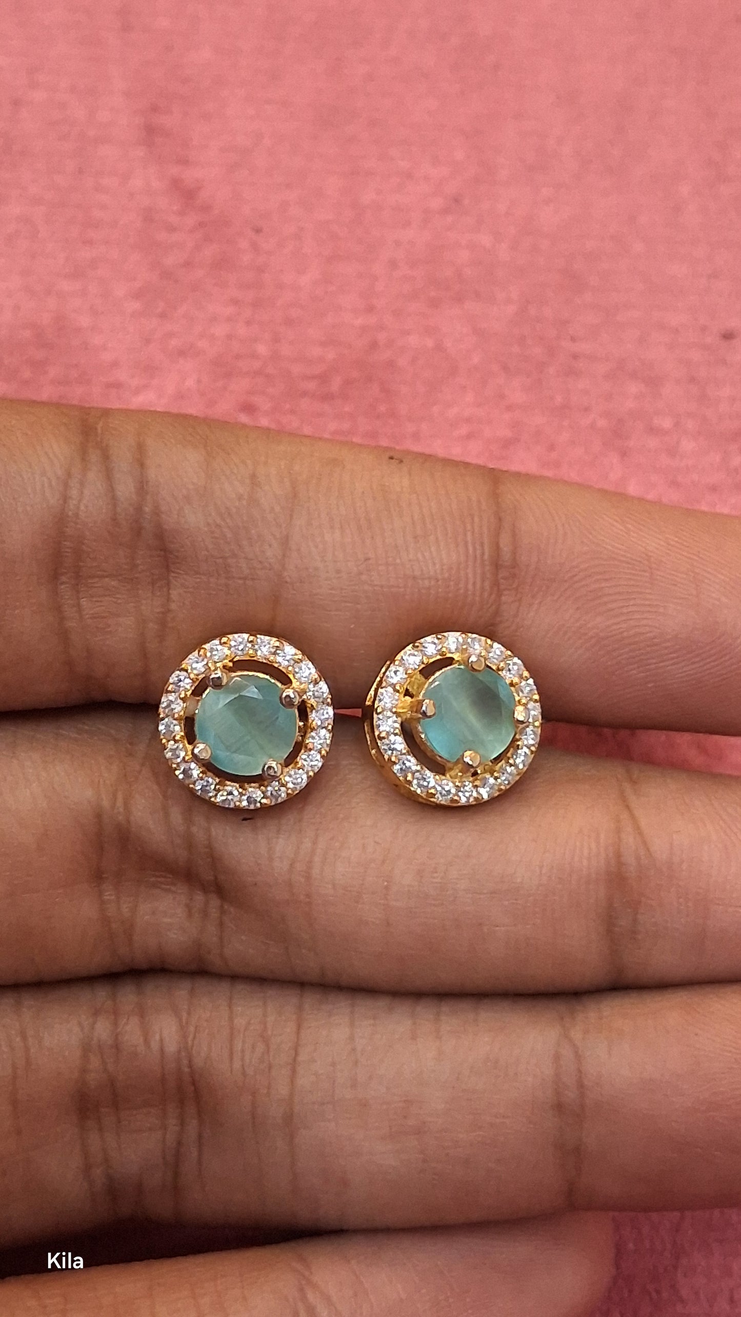 92.5 Silver Gold Plated Studs | Classic Polished Finish | Stylish Jewellery