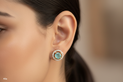 92.5 Silver Gold Plated Studs | Classic Polished Finish | Stylish Jewellery