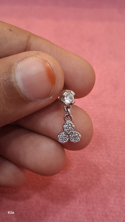 92.5 Silver White Stone Earrings | Premium Sparkle Design | Jewellery