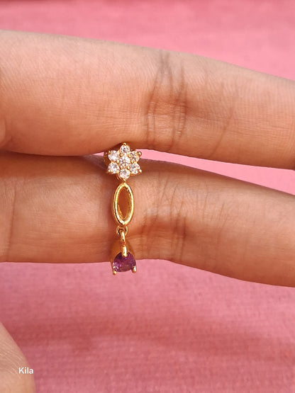 92.5 Silver Purple Star Earrings | Stylish Trendy Design | Jewellery