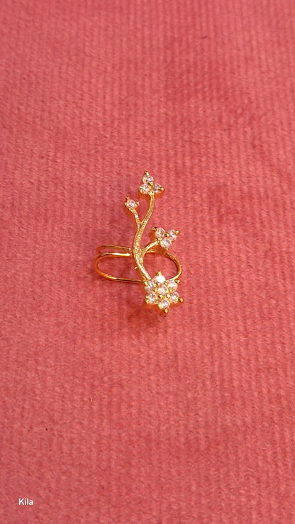92.5 Silver Gold Plated White Stone Earcuffs | Premium Sparkle Design | Jewellery