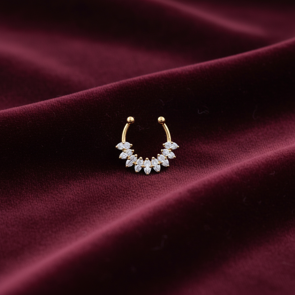 92.5 Silver Gold Plated Septum | Stylish Elegant Design | Fashion Jewellery