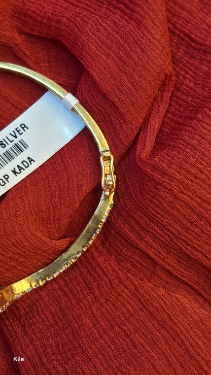 92.5 Silver Gold Plated Kada | Stylish Elegant Design | Premium Jewellery