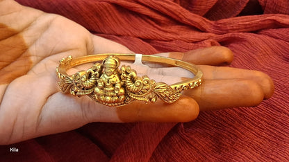 92.5 Silver Gold Plated Lakshmi Devi Kada | Stylish Traditional Design | Elegant Jewellery