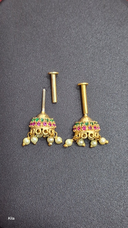 92.5 Silver Multicolor Jhumki Bugadi for Women | Traditional Ear Cuff Design | Ethnic Jewellery