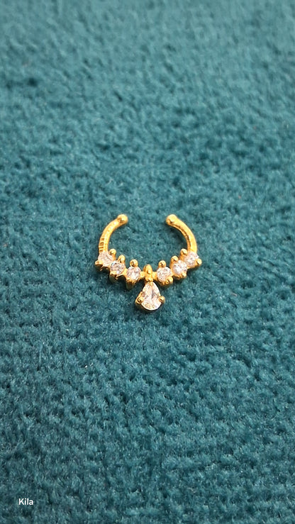 92.5 Silver Gold Plated Septum | Stylish Minimal Finish | Elegant Jewellery