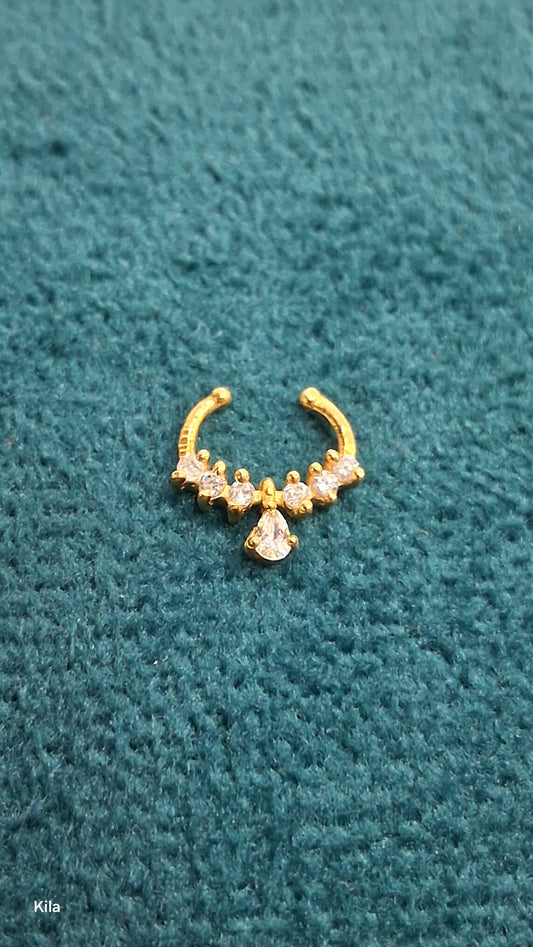92.5 Silver Gold Plated Septum | Stylish Minimal Finish | Elegant Jewellery