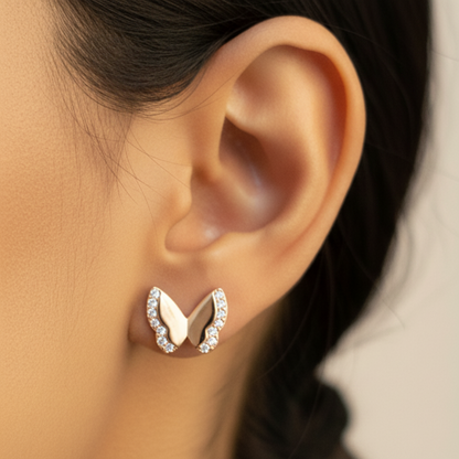 92.5 Silver Butterfly Rose Gold Plated Studs | Stylish Cute Design | Elegant Jewellery