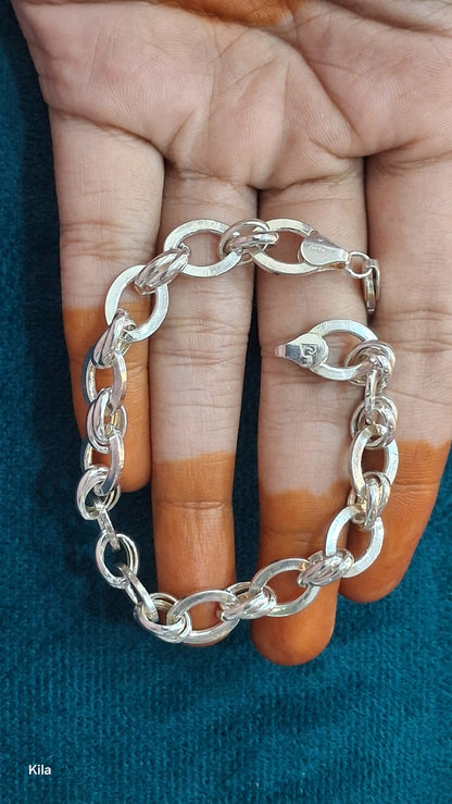 92.5 Silver Men’s Bracelet 8 Inches | Stylish Smooth Finish | Elegant Jewellery
