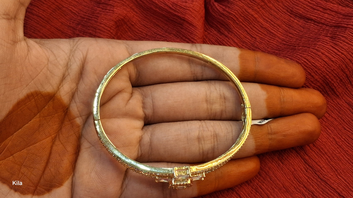 92.5 Silver Gold Plated Kada | Stylish Classic Design | Elegant Jewellery