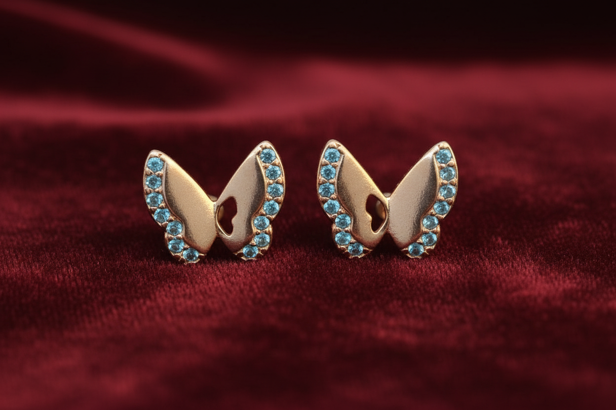 92.5 Silver Butterfly Rose Gold Plated Studs | Stylish Cute Design | Elegant Jewellery