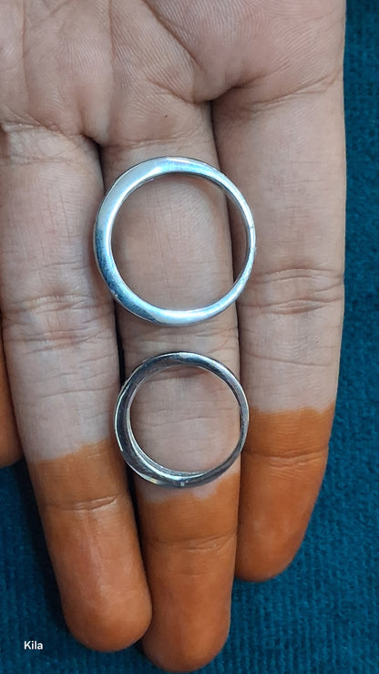 92.5 Silver Couple Rings (Men Size 22 | Women Size 11) | Stylish Elegant Matching Design | Jewellery
