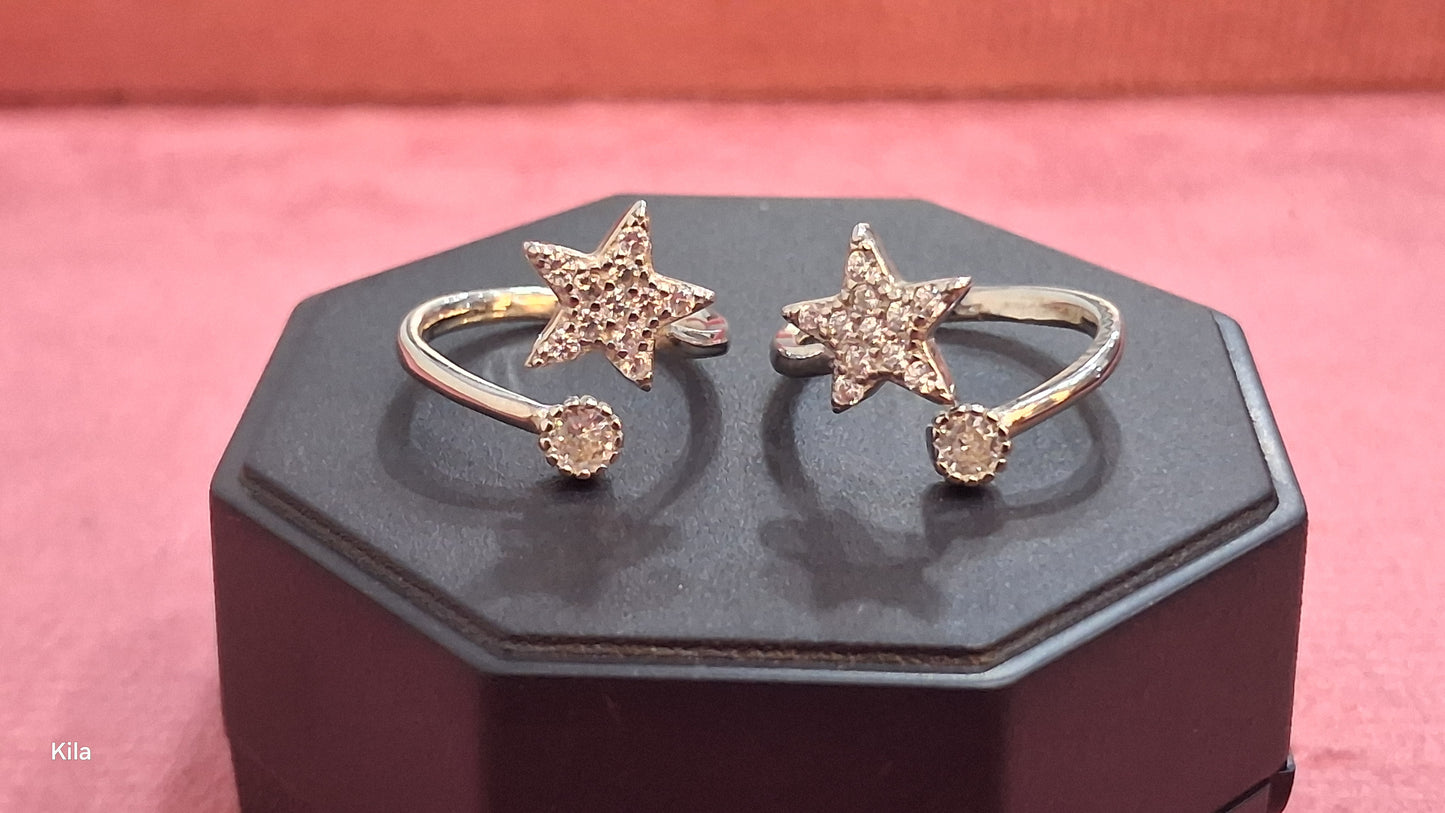 92.5 Silver Star Shape Toe Rings | Stylish Trendy Design | Jewellery