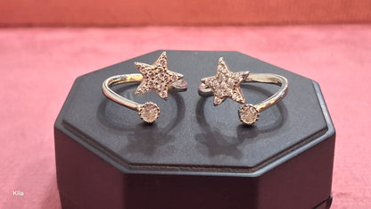 92.5 Silver Star Shape Toe Rings | Stylish Trendy Design | Jewellery