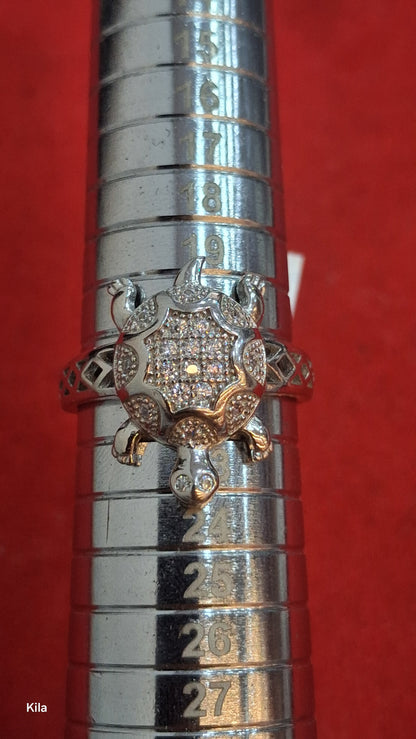 92.5 Silver Traditional Tortoise Ring | Classic Good Luck Design | Jewellery