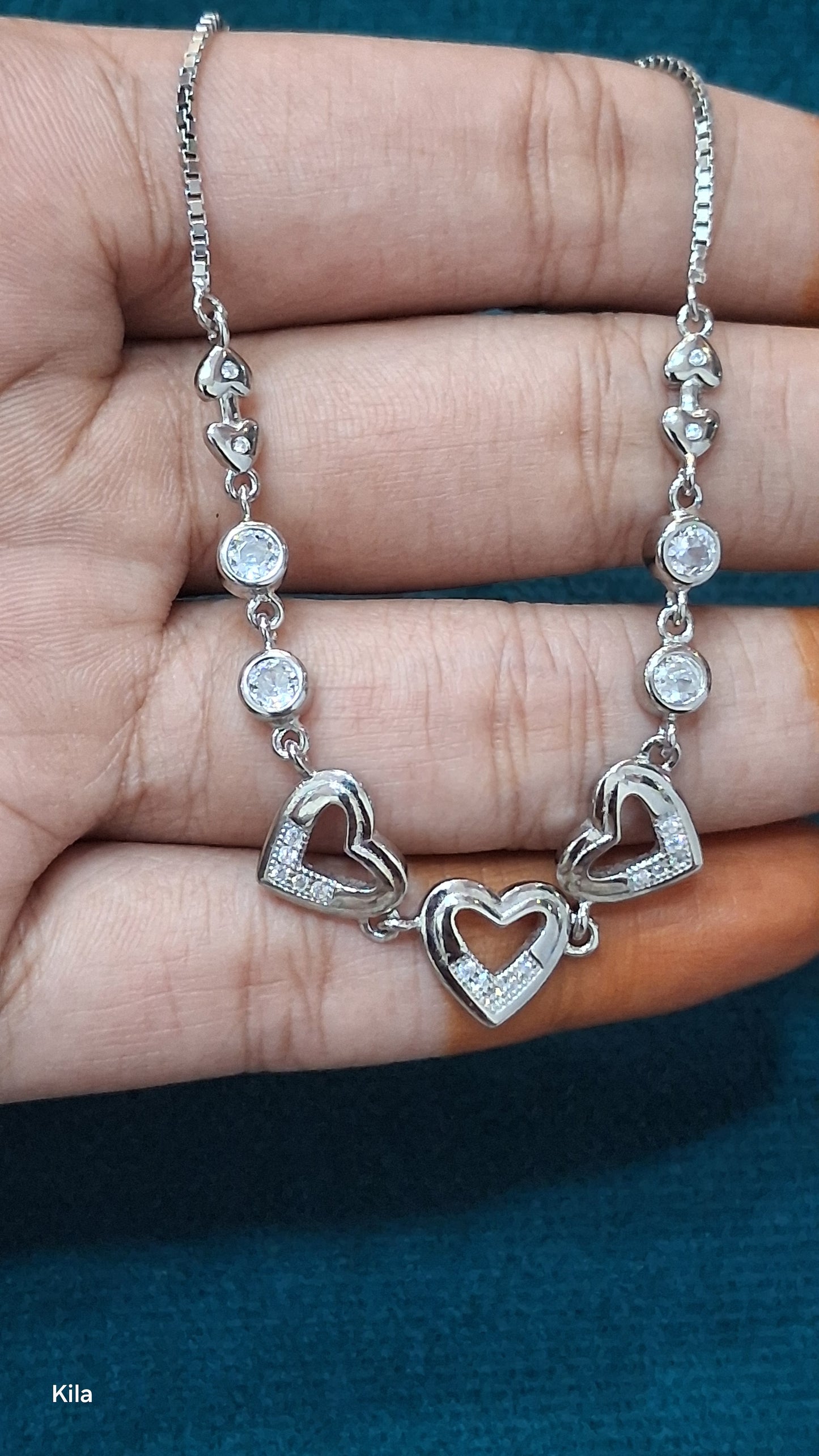 92.5 Silver Heart Bracelet | Stylish Elegant Love Design | Fashion Jewellery