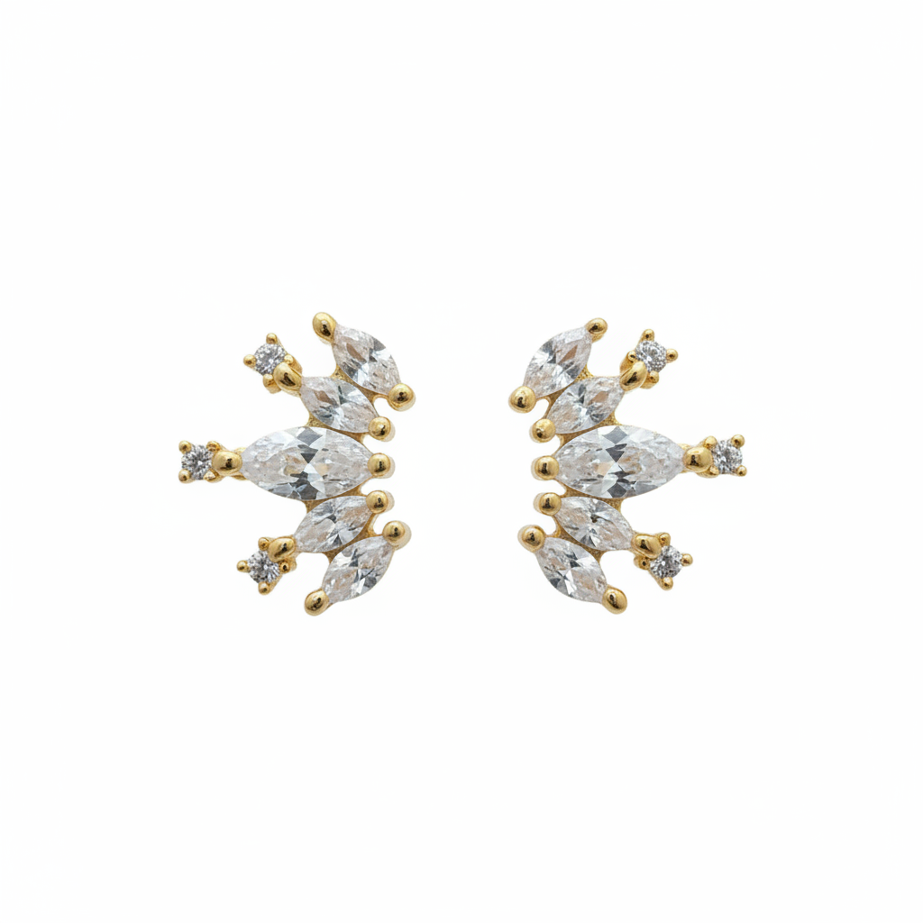 92.5 Silver Gold Plated Second Studs | Stylish Minimal Design | Elegant Jewellery