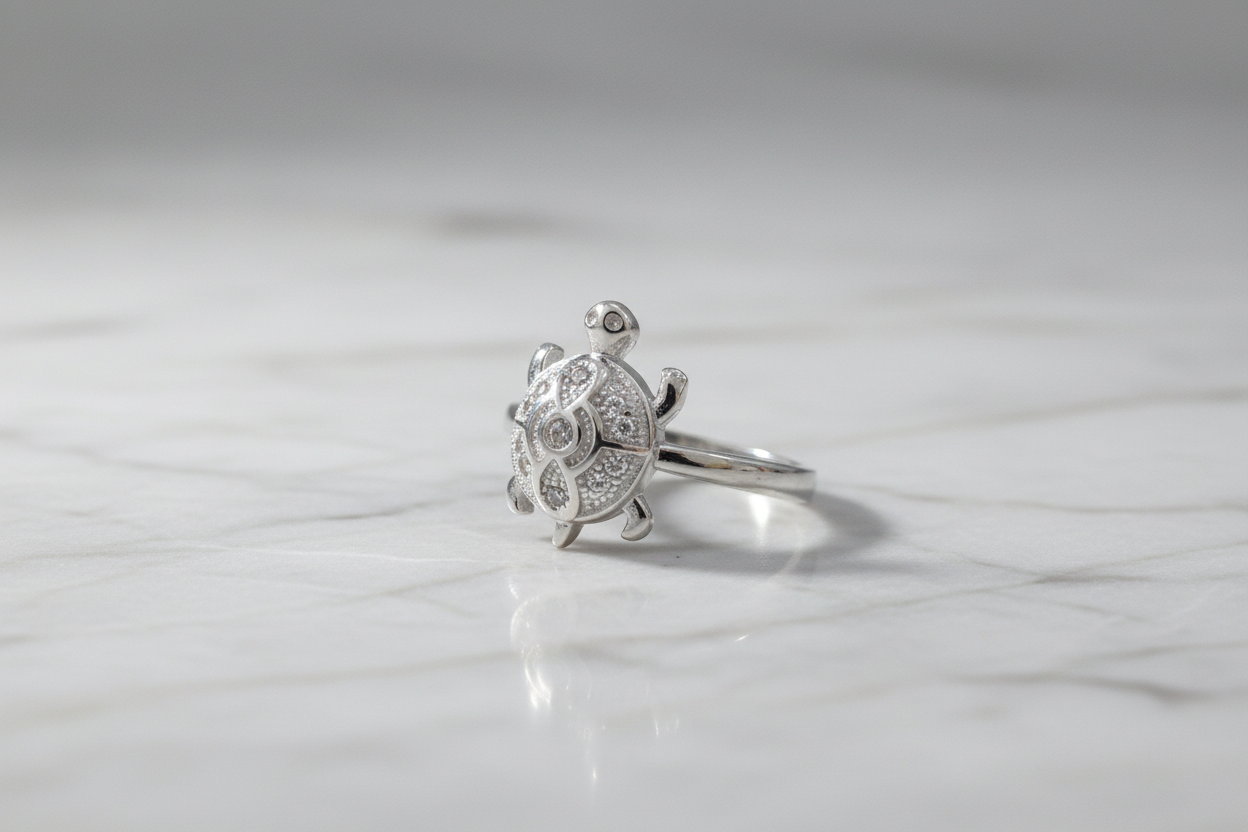 92.5 Silver Tortoise Ring | Stylish Protective Design | Elegant Jewellery