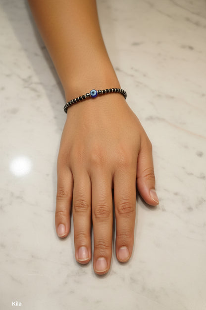 92.5 Silver Black Bead Bracelet (Single Piece) | Stylish Elegant Finish | Jewellery