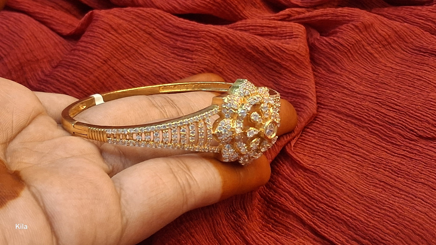 92.5 Silver Gold Plated Kada | Stylish Elegant Design | Premium Jewellery