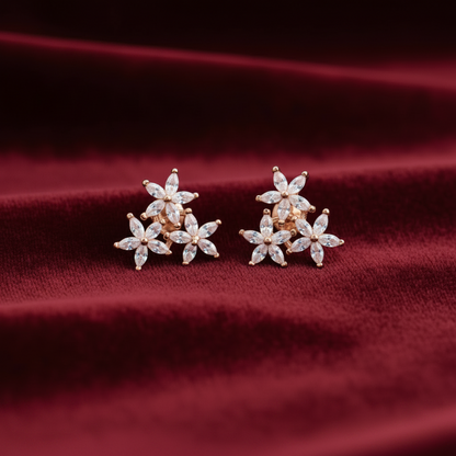 92.5 Silver Rose Gold Plated Star Studs | Stylish Trendy Design | Elegant Jewellery