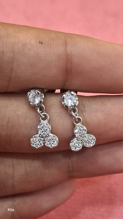 92.5 Silver White Stone Earrings | Premium Sparkle Design | Jewellery