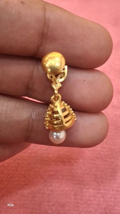 92.5 Silver Gold Plated Jhumki Earrings | Traditional Elegant Design | Jewellery
