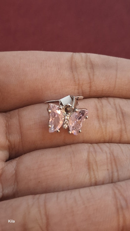92.5 Silver Butterfly Pink Pendant | Stylish Cute Design | Elegant Jewellery