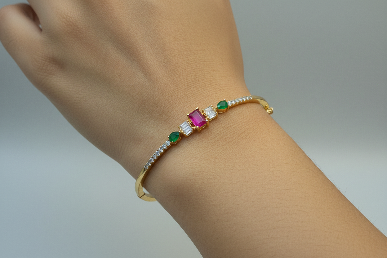 92.5 Silver Gold Plated Kada | Stylish Premium Finish | Elegant Jewellery